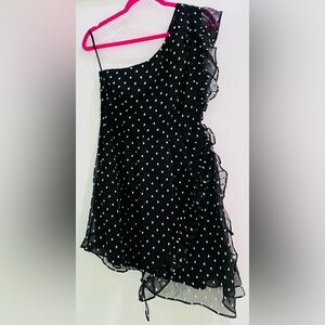 NWT Five Seventy Five Barneys Black and White Dress One Shoulder